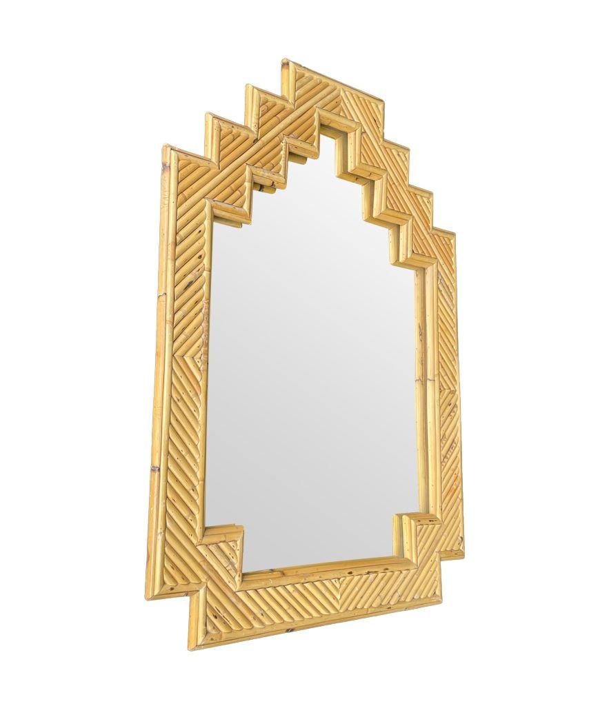 An Italian 1970s bamboo mirror by Vivai Del Sud with stepped top details For Sale 1
