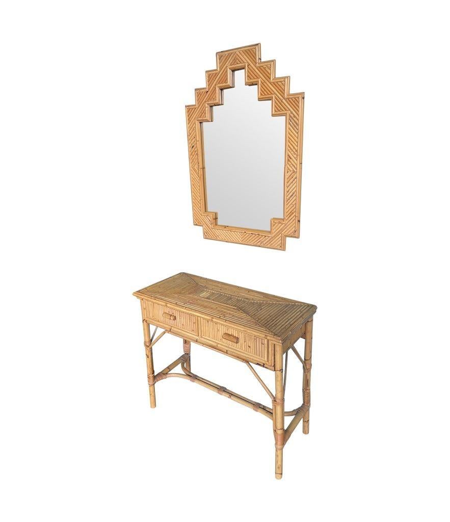 An Italian 1970s bamboo mirror by Vivai Del Sud with stepped top details For Sale 2