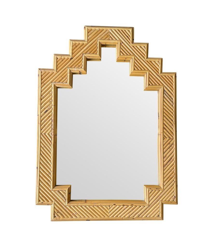 An Italian 1970s bamboo mirror by Vivai Del Sud with stepped top details For Sale 3