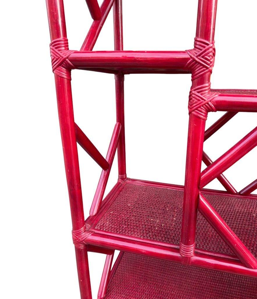 An Italian 1970s burgundy red shelving unit by Vivai del Sud For Sale 7