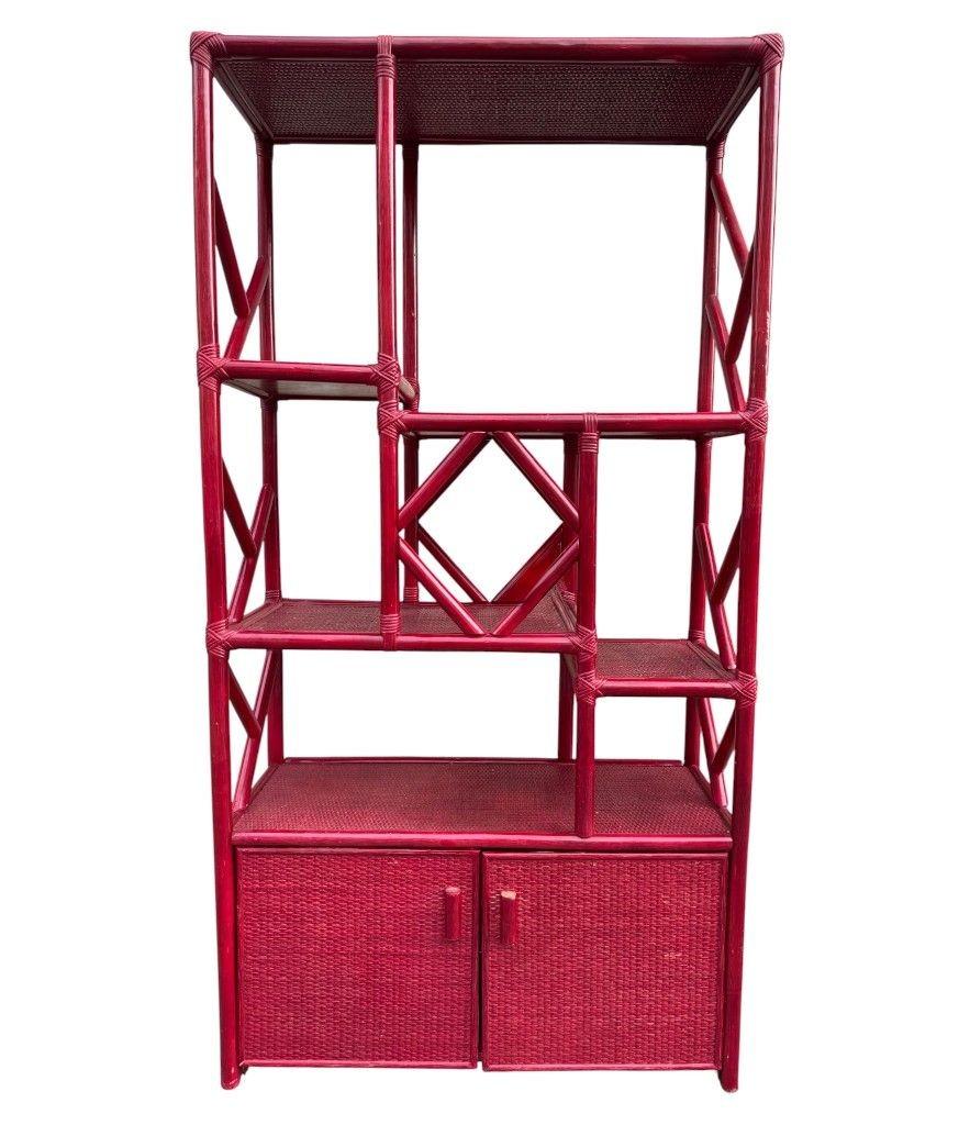 An Italian 1970s burgundy red shelving unit by Vivai del Sud For Sale 8