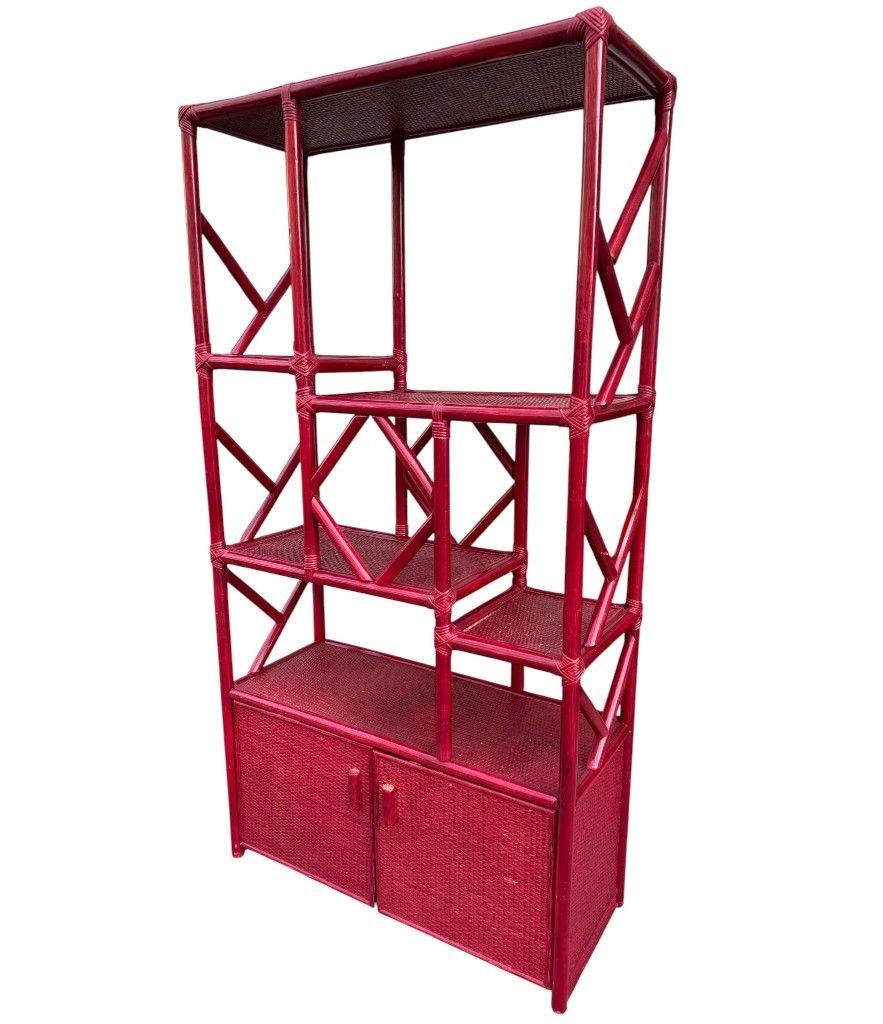 An Italian 1970s burgundy red shelving unit by Vivai del Sud For Sale 9