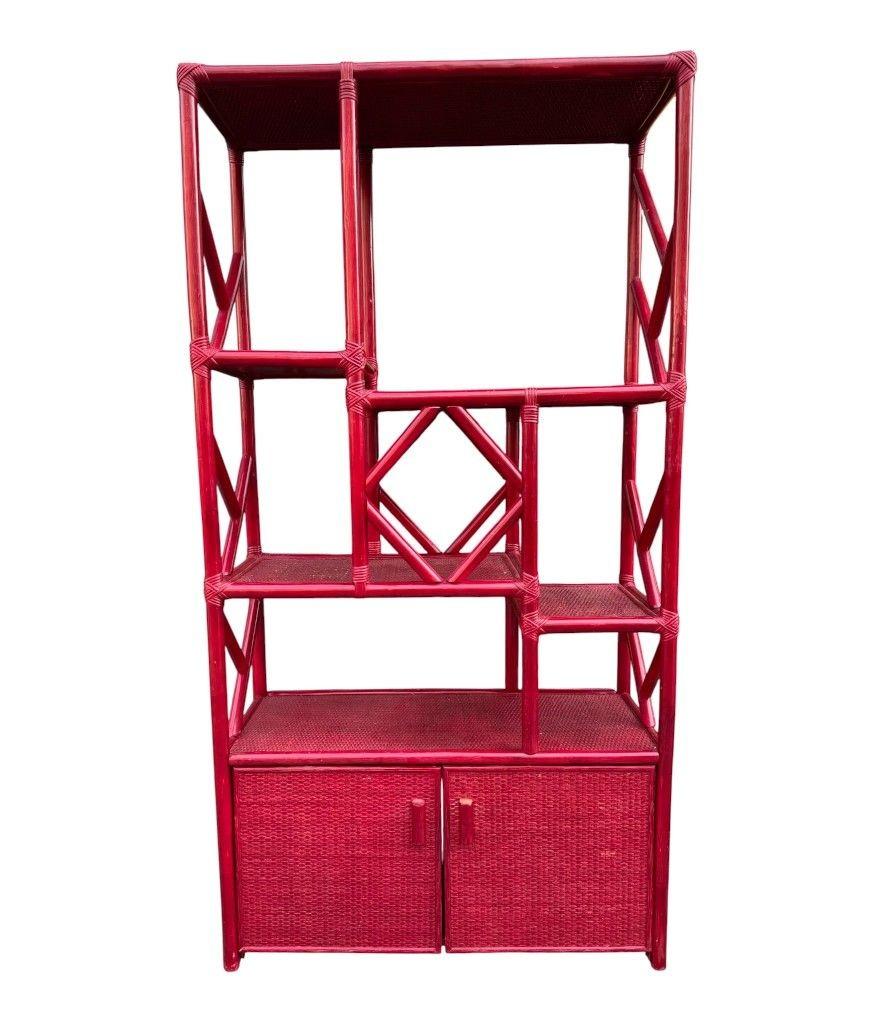 An Italian 1970s burgundy red shelving unit by Vivai del Sud For Sale 10