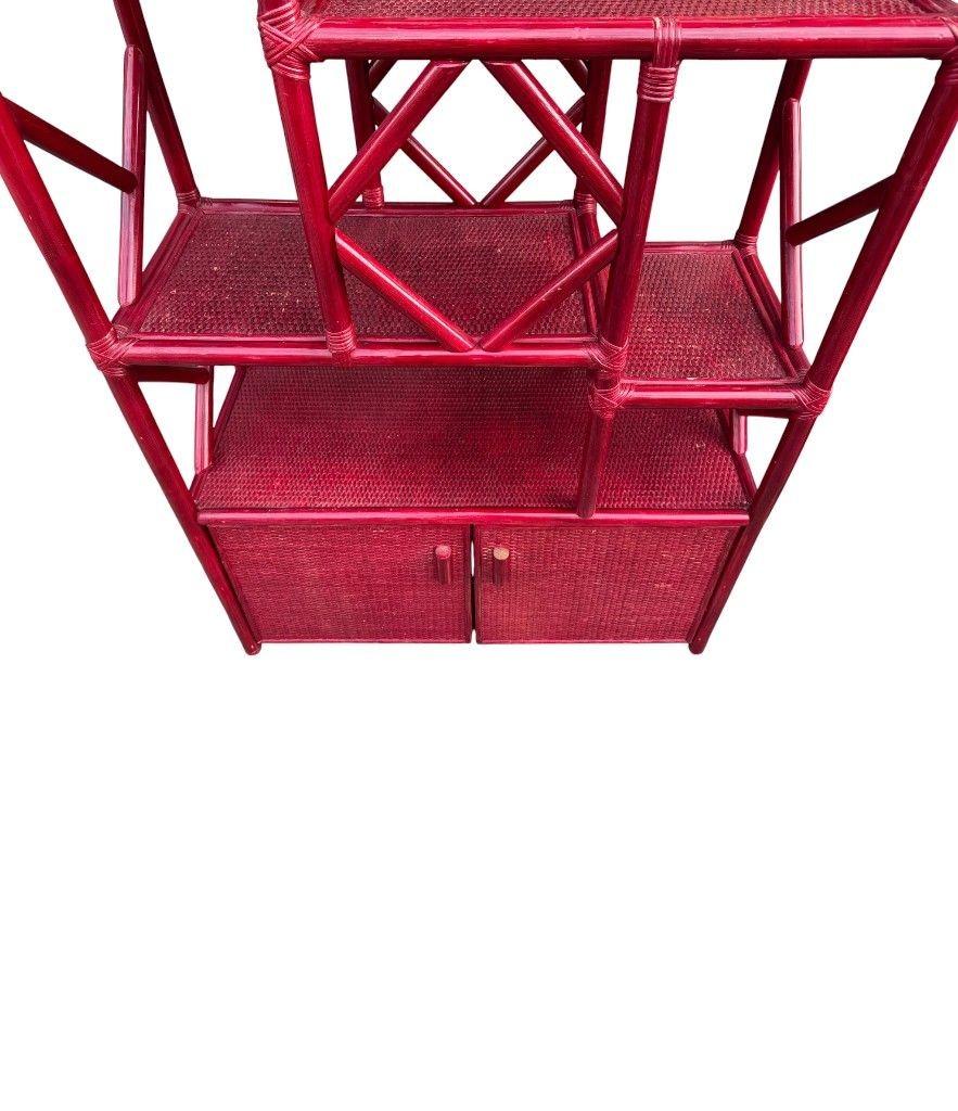 An Italian 1970s burgundy red shelving unit by Vivai del Sud For Sale 11