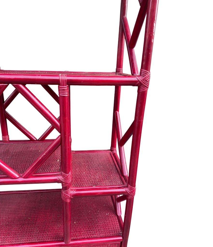 An Italian 1970s burgundy red shelving unit by Vivai del Sud For Sale 13