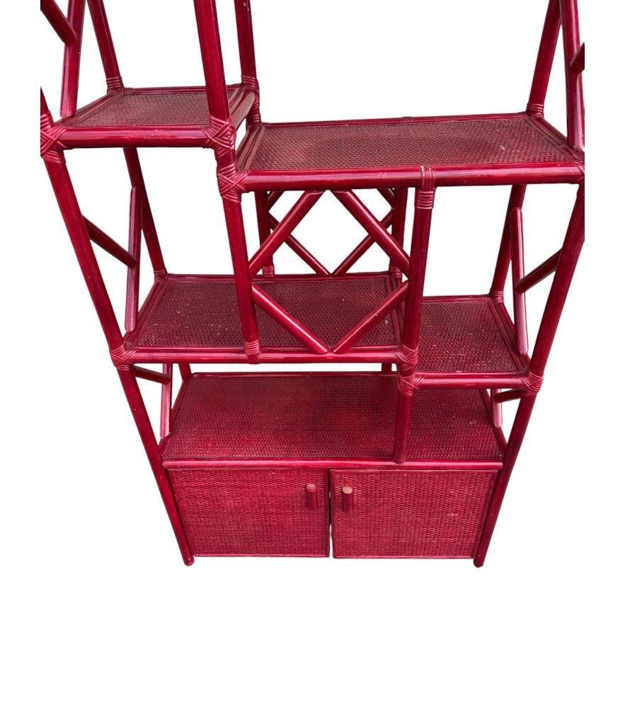 An Italian 1970s burgundy red shelving unit by Vivai del Sud For Sale 3