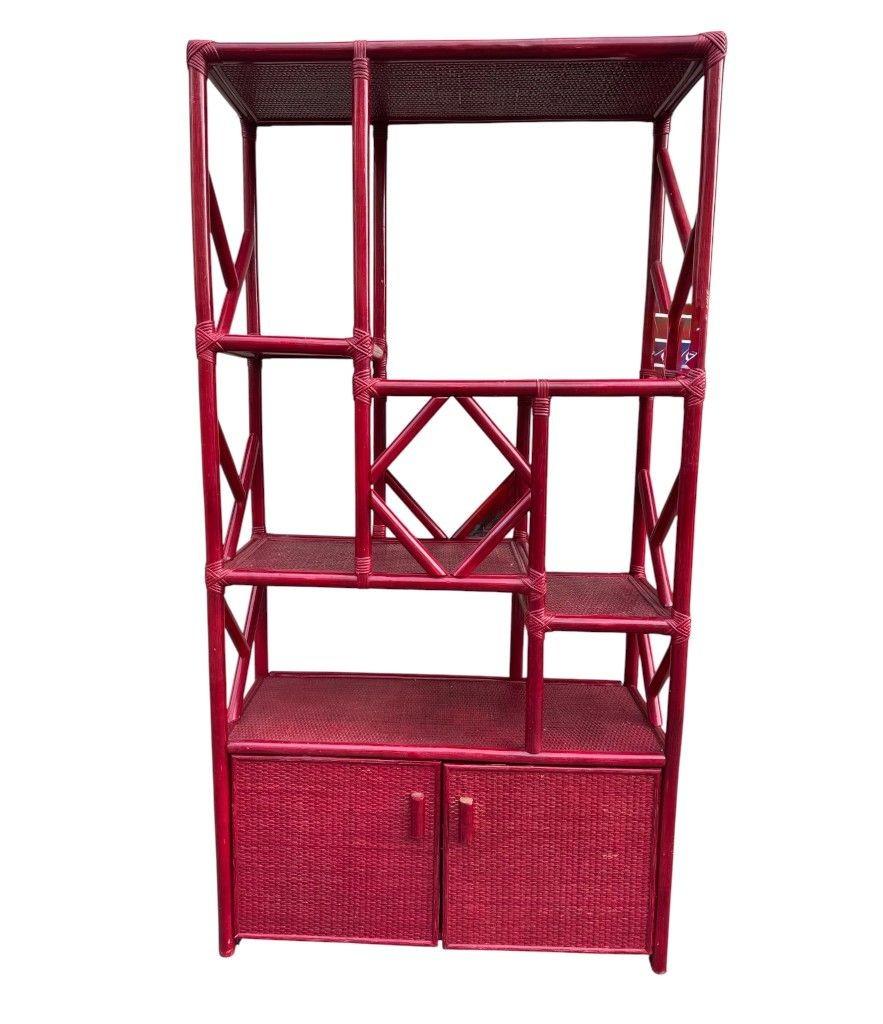 An Italian 1970s burgundy red shelving unit by Vivai del Sud For Sale 4
