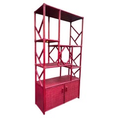 An Italian 1970s burgundy red shelving unit by Vivai del Sud