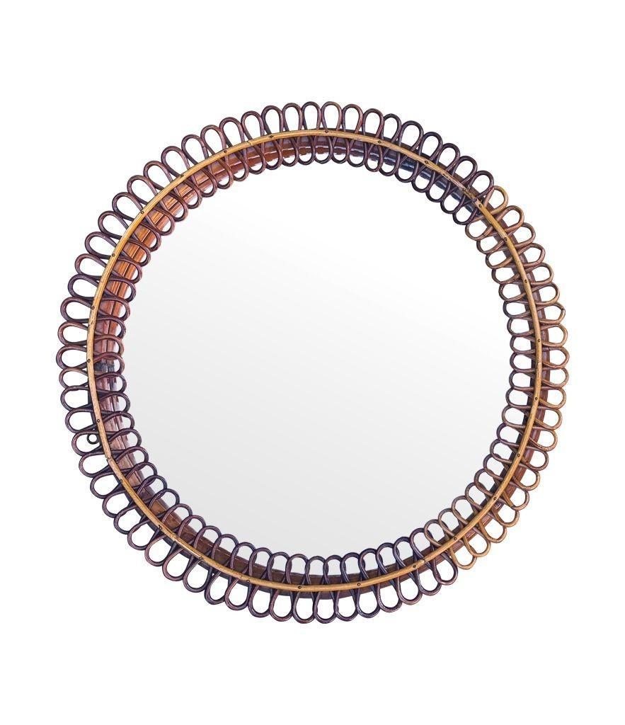 Un espejo circular italiano de bambú de los años 70, de Franco Albini para Bonacina en venta 4