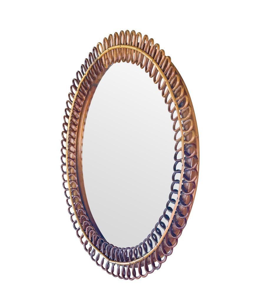 Un espejo circular italiano de bambú de los años 70, de Franco Albini para Bonacina en venta 5