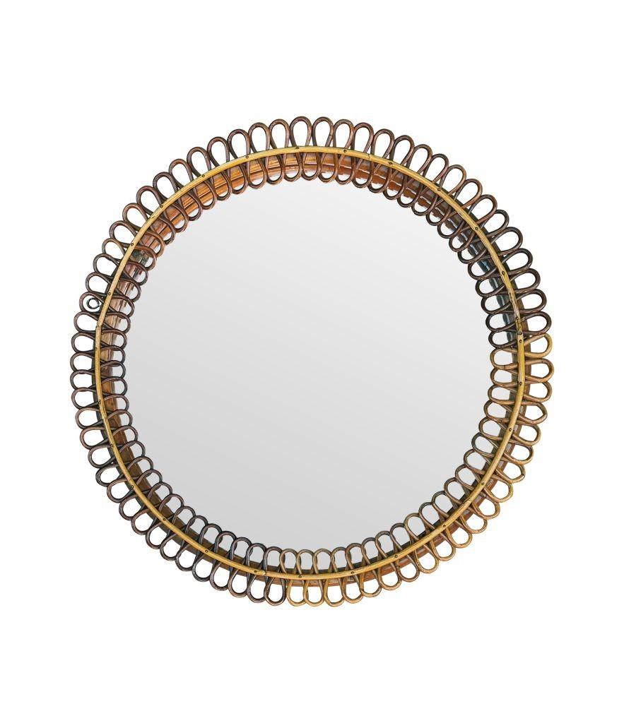 Un espejo circular italiano de bambú de los años 70, de Franco Albini para Bonacina en venta 6