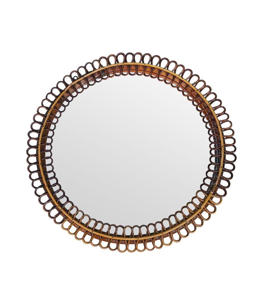 Un espejo circular italiano de bambú de los años 70, de Franco Albini para Bonacina en venta 8