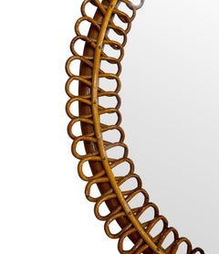 Un espejo circular italiano de bambú de los años 70, de Franco Albini para Bonacina