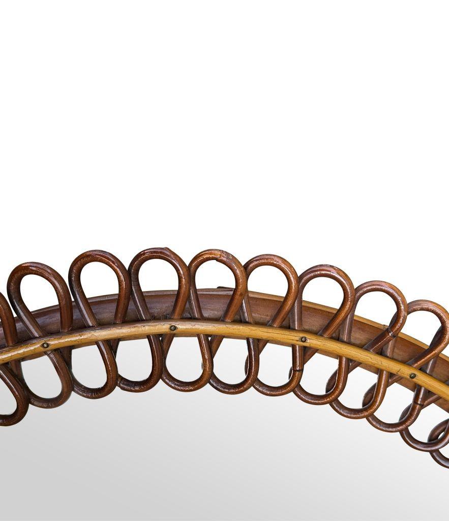 Un espejo circular italiano de bambú de los años 70, de Franco Albini para Bonacina en venta 3