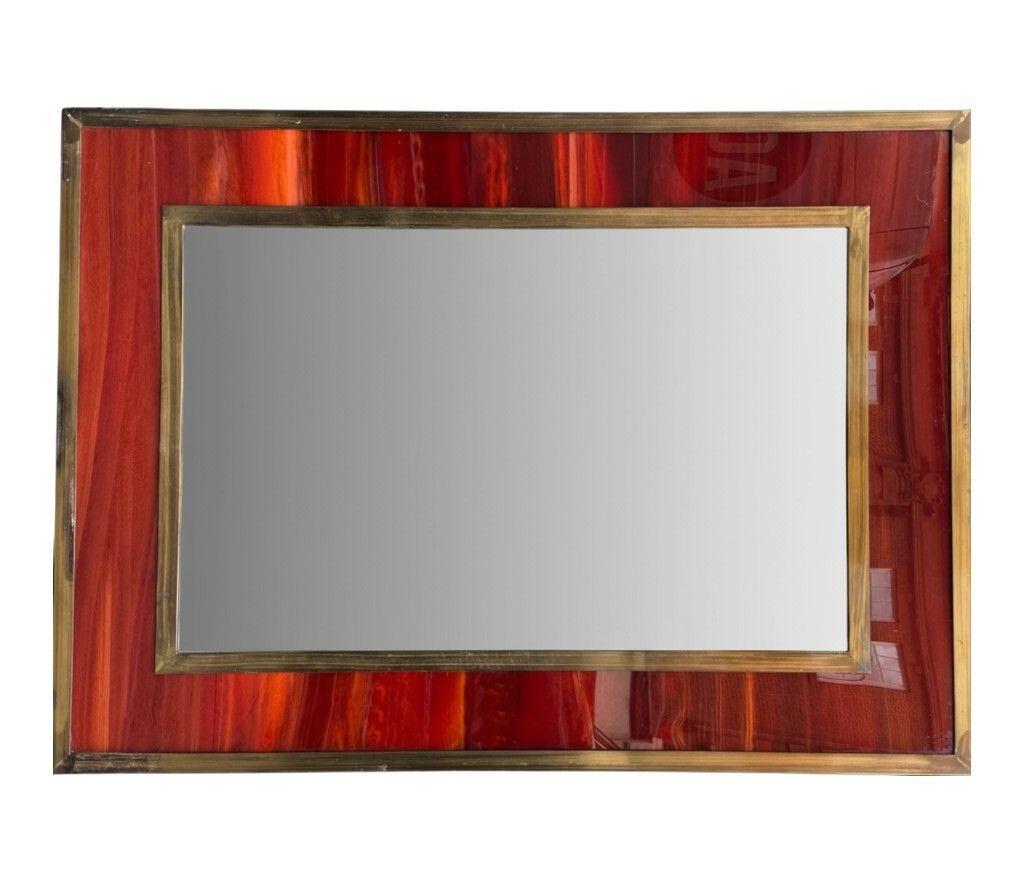 Miroir de paysage ou de portrait italien des années 1970 en fausse écaille de tortue et en laiton Bon état - En vente à London, GB