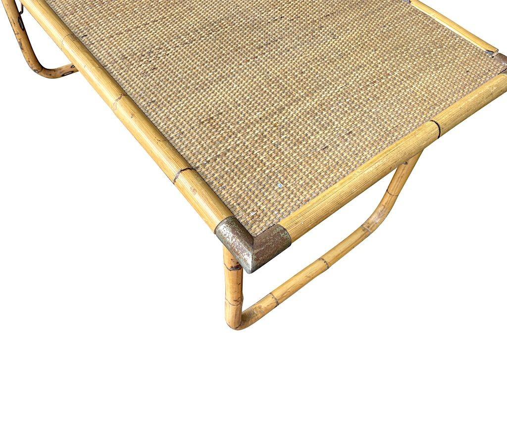 An Italian 1970s folding bamboo coffee table by Del Vera with brass corners For Sale 4