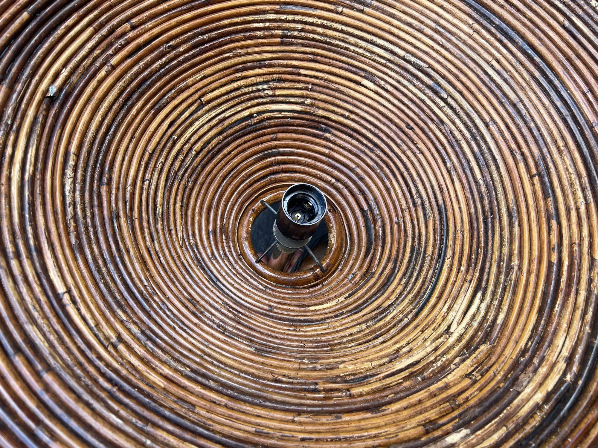 Brass A Franco Albini style Italian 1970s pencil reed bamboo and brass ceiling light For Sale