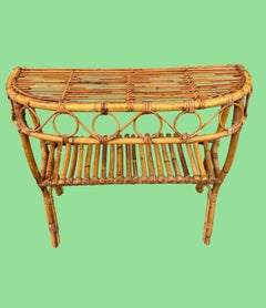 An Italian 1970s split cane bamboo, Bonacina style console table