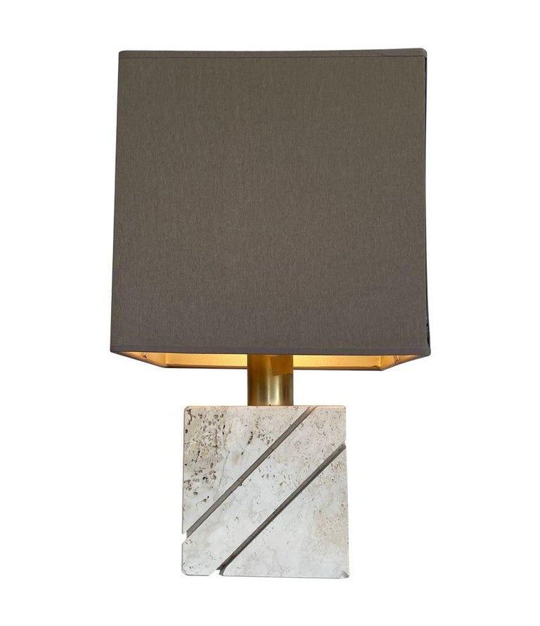 Italian 1970s Travertine and Brass Lamp by Fratelli Manneli For Sale at ...