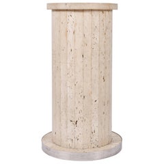 Italian 1970s Travertine Circular Pedestal