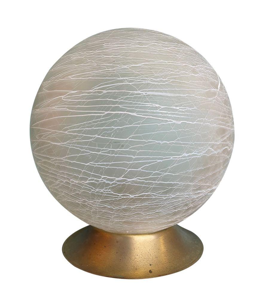 An Italian 1970s Venini Murano glass swirl ball lamp on brass base For Sale 4