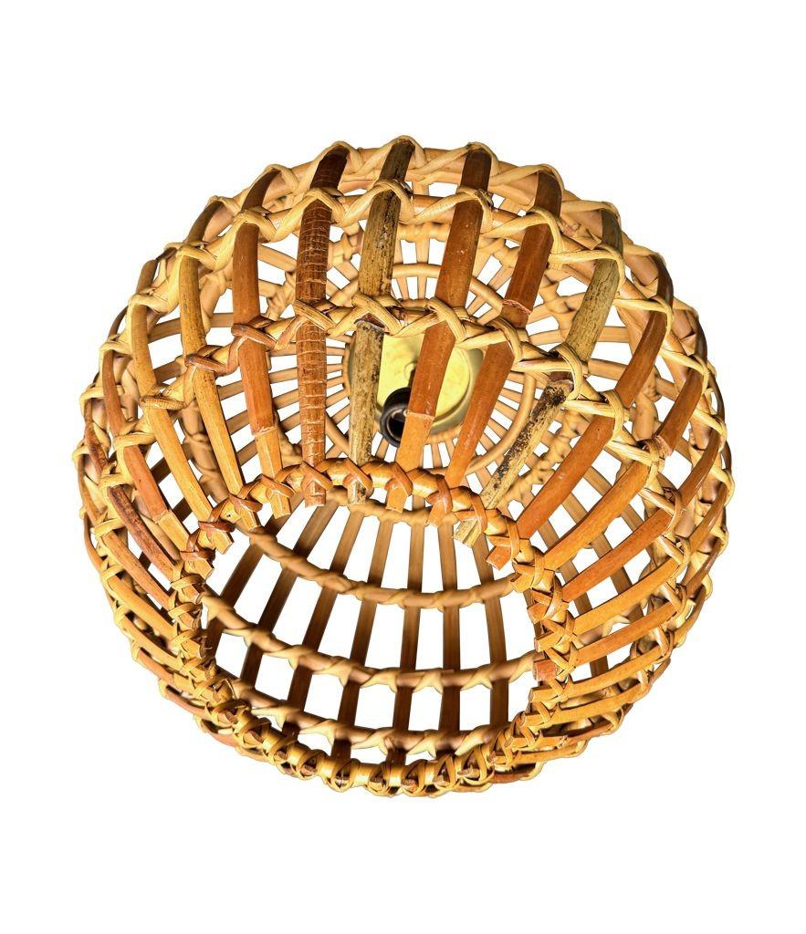 Plafoniera in ottone e bambù intrecciato di Bonacina, anni '70. in vendita 7