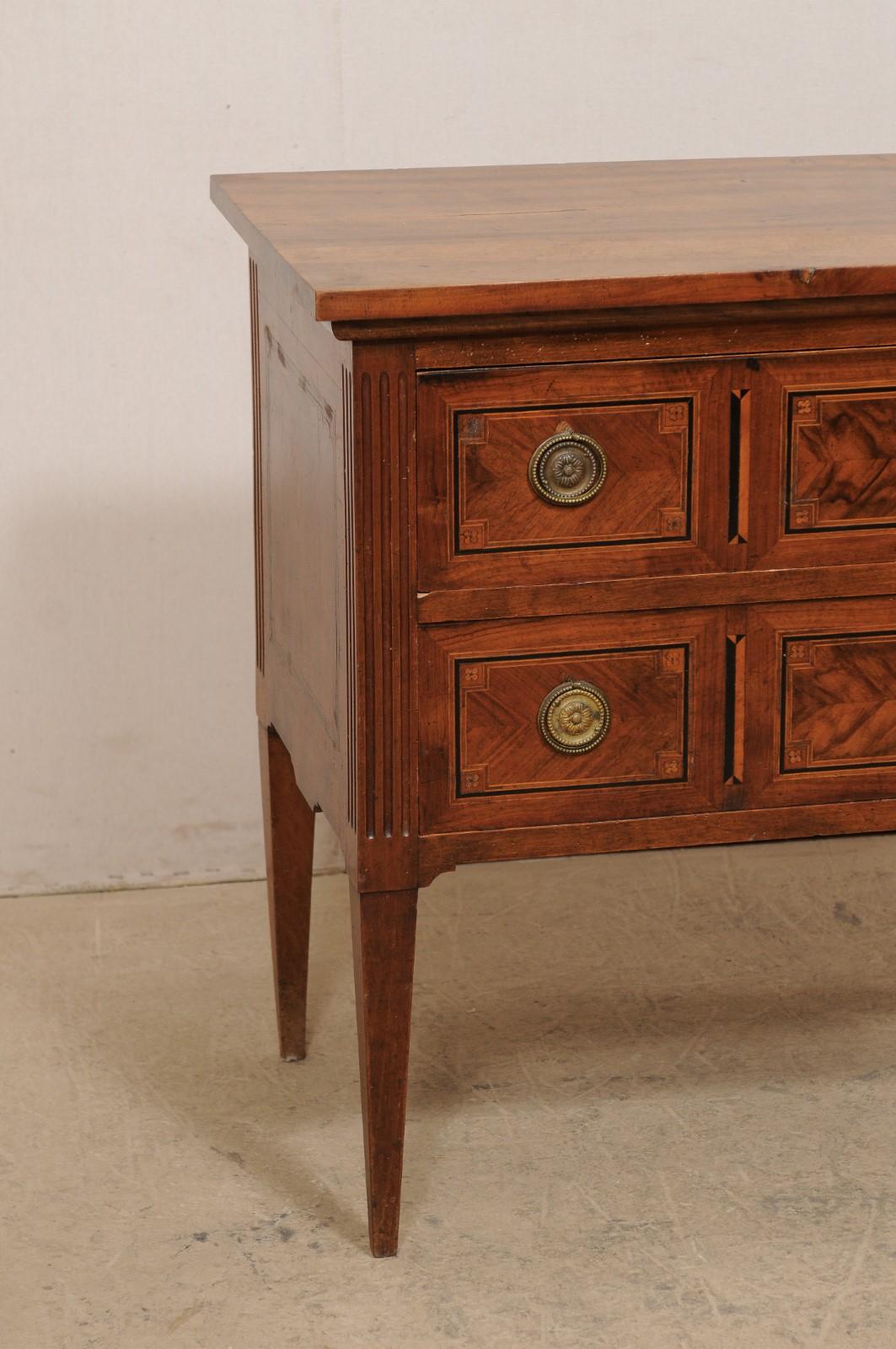 Italian 19th C. Raised 2-Drawer Chest w/Lovely Inlay & Neoclassical Hardware In Good Condition In Atlanta, GA