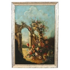 An Italian 19th Century Antique Sill Life Painting, Oil on Canvas