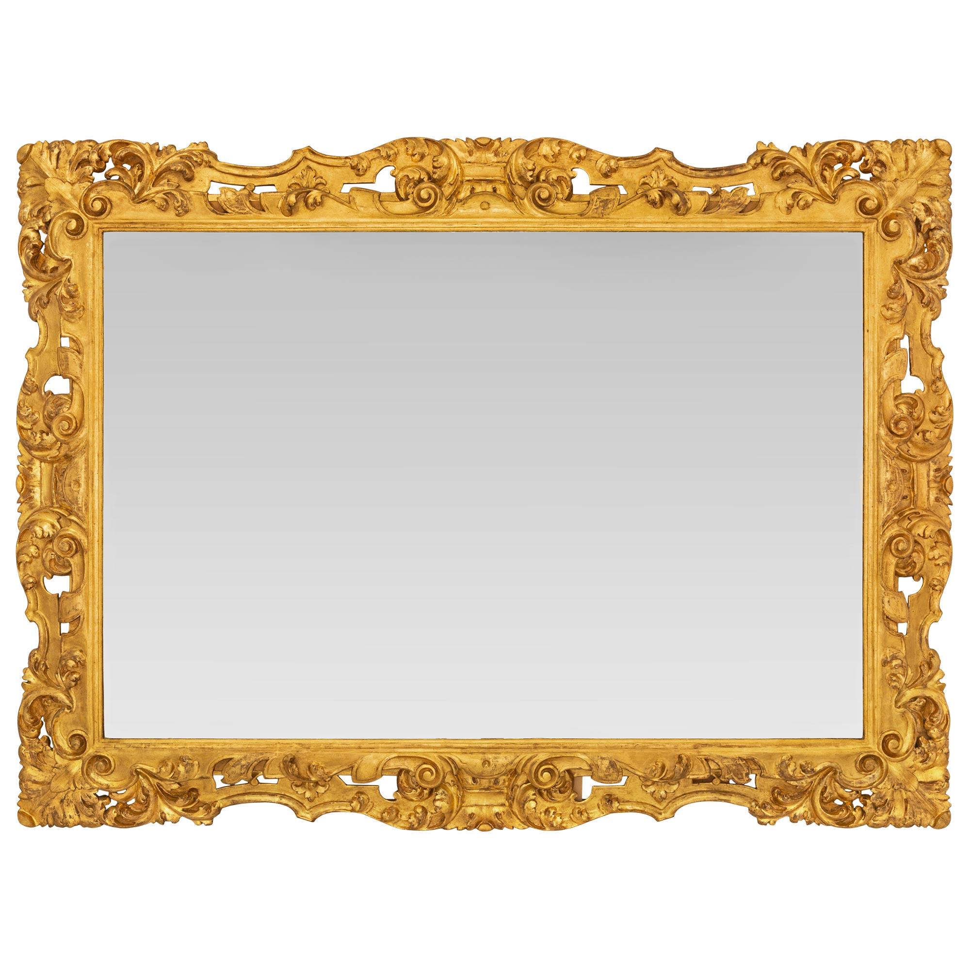 Italian 19th Century Baroque St. Giltwood Mirror For Sale 1