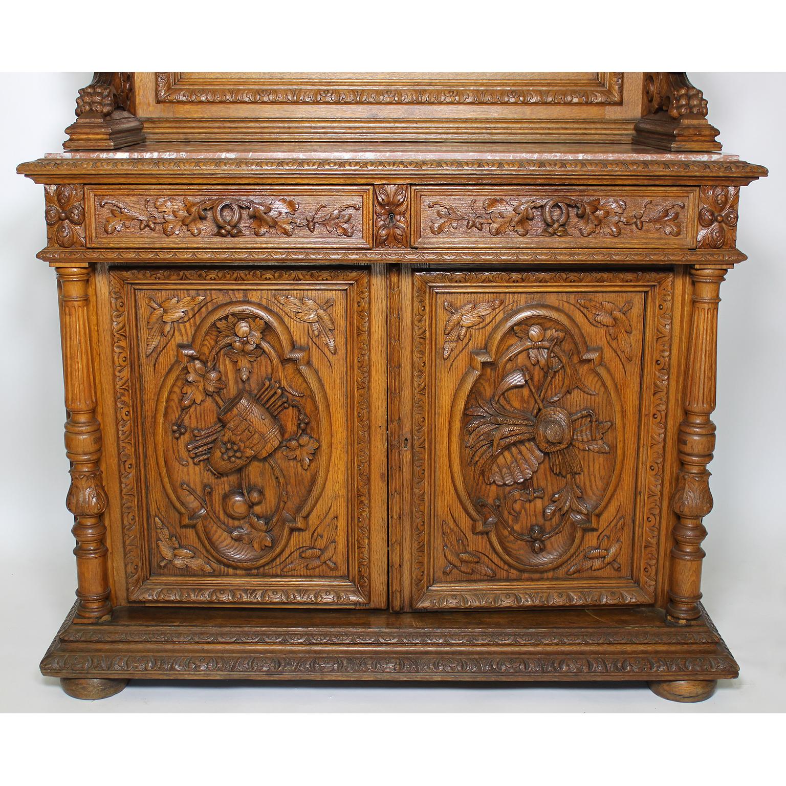 Hand-Carved Italian 19th Century Baroque Style Oak-Carved Figural Server Cabinet Buffet For Sale
