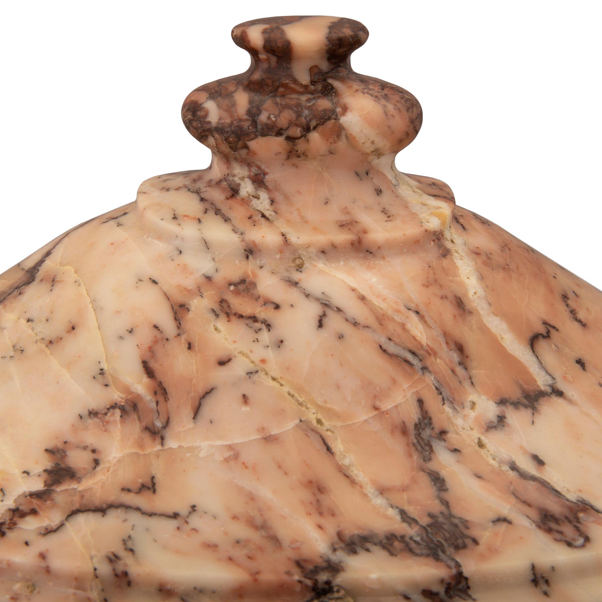 Italian 19th Century Brèche Violette Marble Lidded Urn For Sale 4