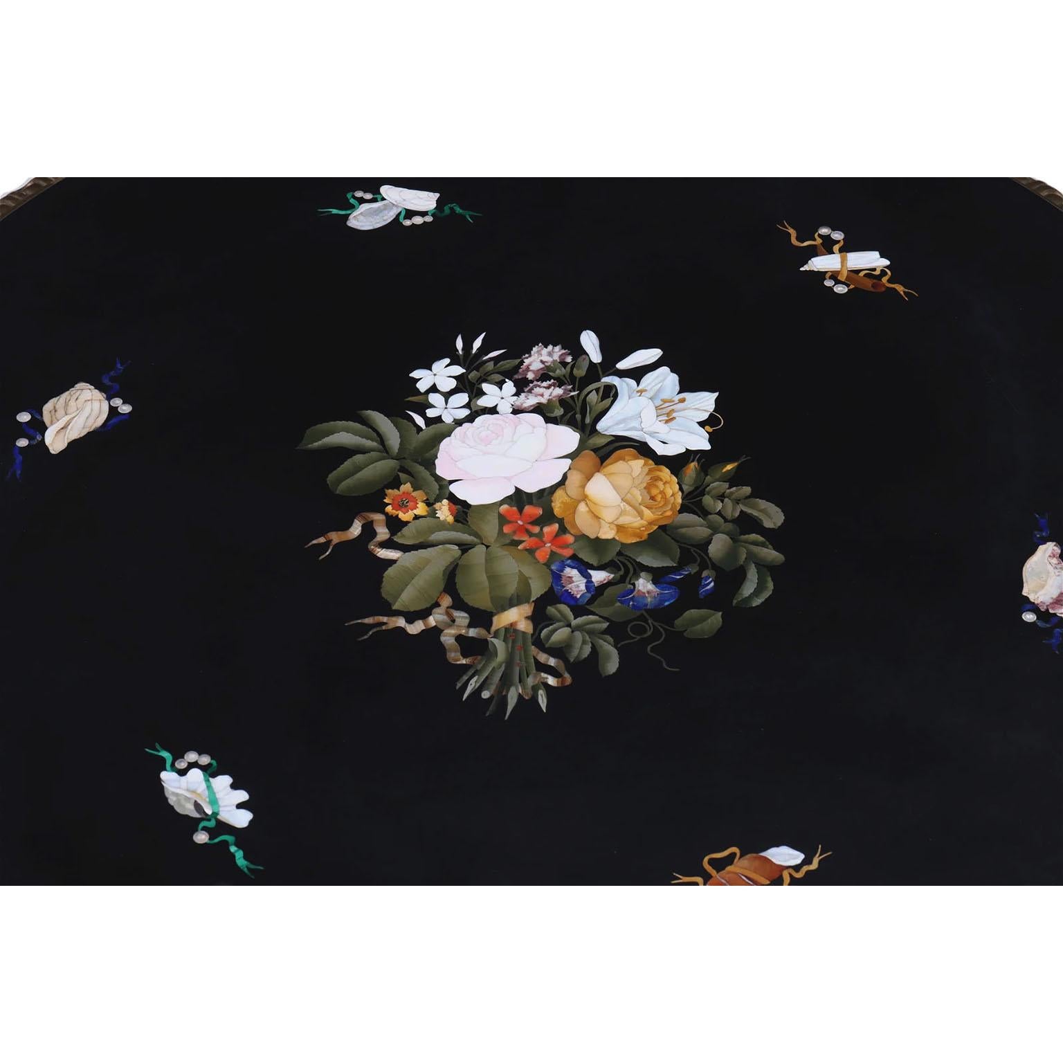 An Italian 19th Century Florentine Pietra Dura Inlaid Table on a Giltwood Stand In Good Condition For Sale In Los Angeles, CA