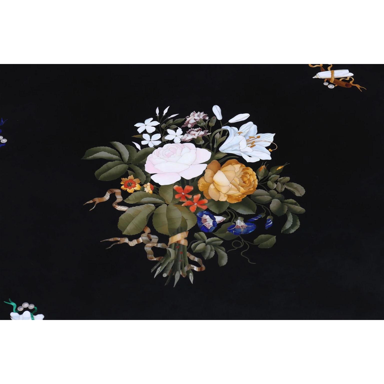 Marble An Italian 19th Century Florentine Pietra Dura Inlaid Table on a Giltwood Stand For Sale