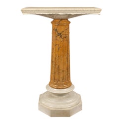 Italian 19th Century Louis XVI Style Carrara and Sienna Marble Pedestal