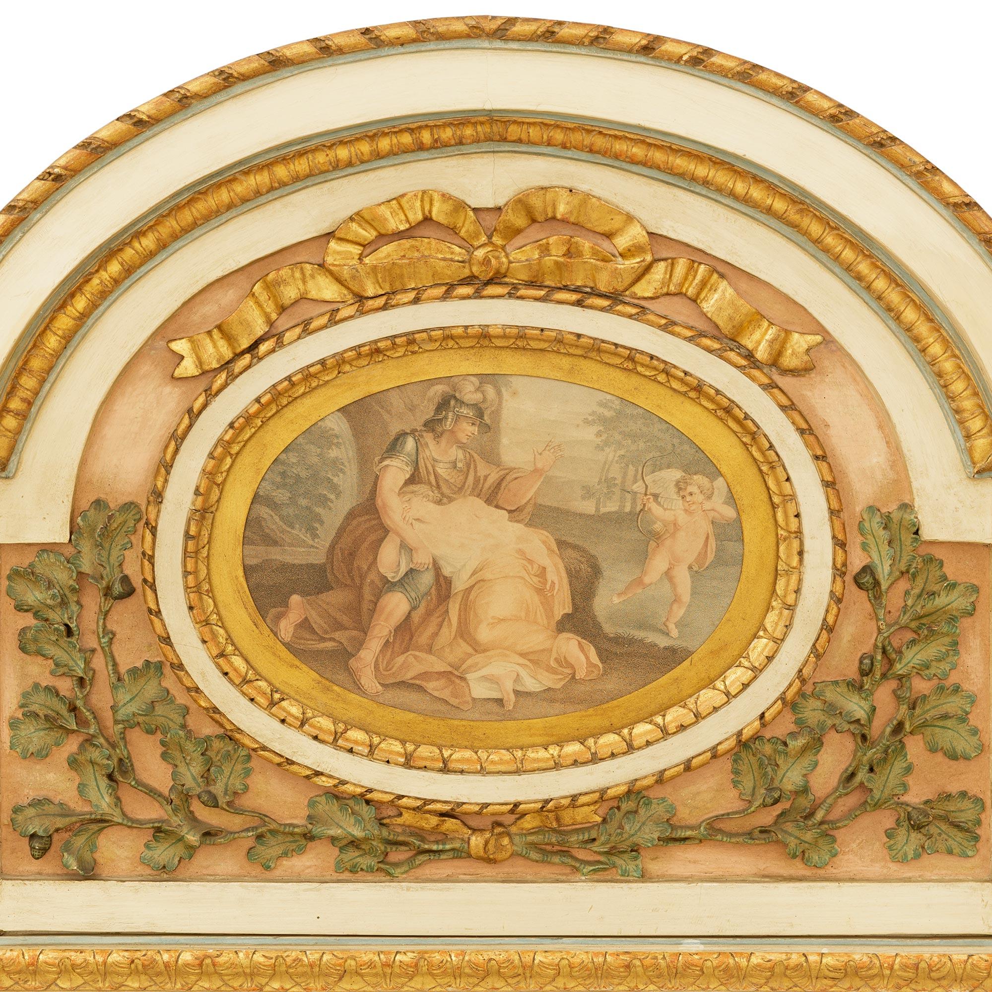 Italienischer Trumeau-Spiegel aus patiniertem Holz und Giltwood aus dem 19. (Patiniert) im Angebot