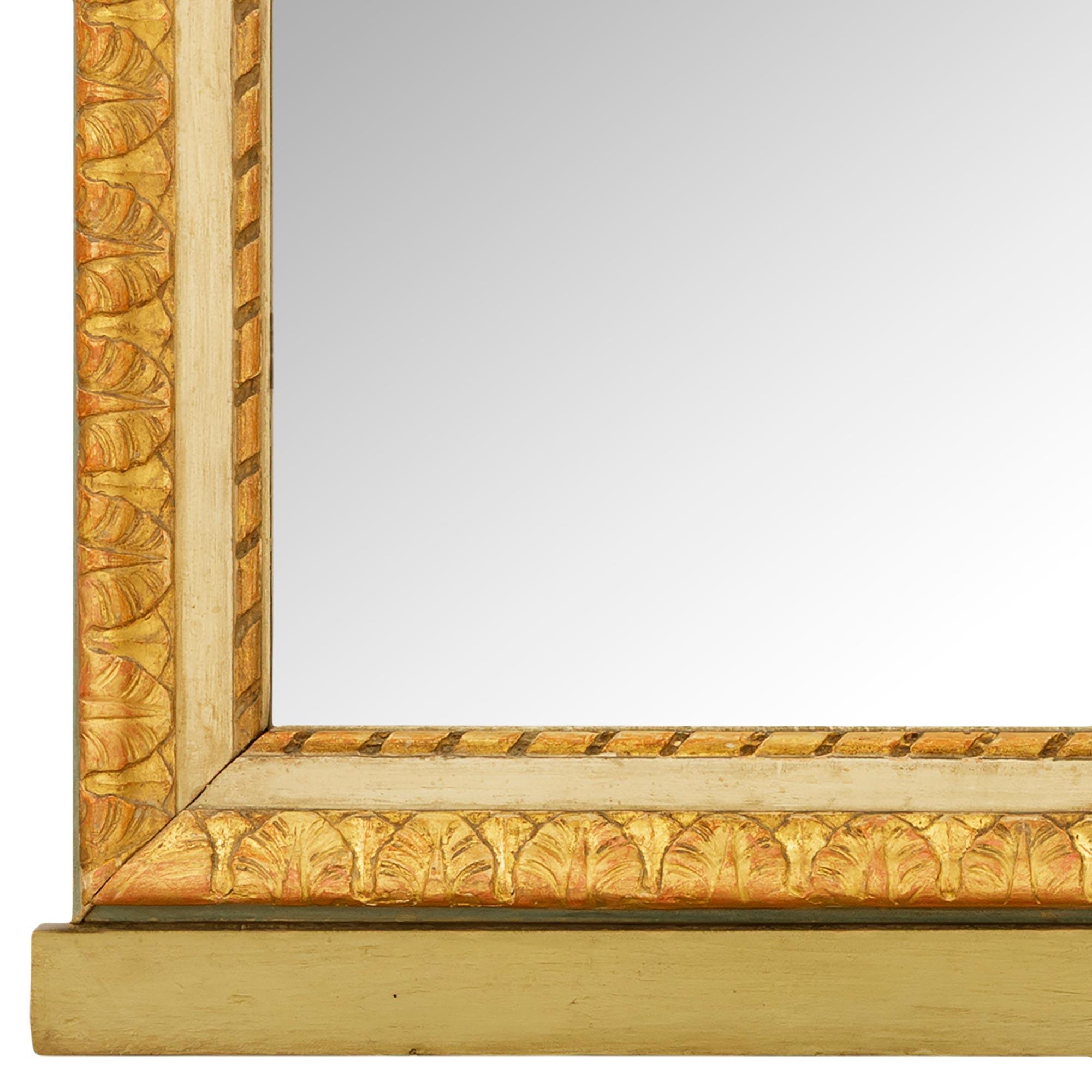 Italienischer Trumeau-Spiegel aus patiniertem Holz und Giltwood aus dem 19. im Angebot 2
