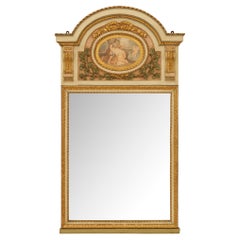 Italienischer Trumeau-Spiegel aus patiniertem Holz und Giltwood aus dem 19.