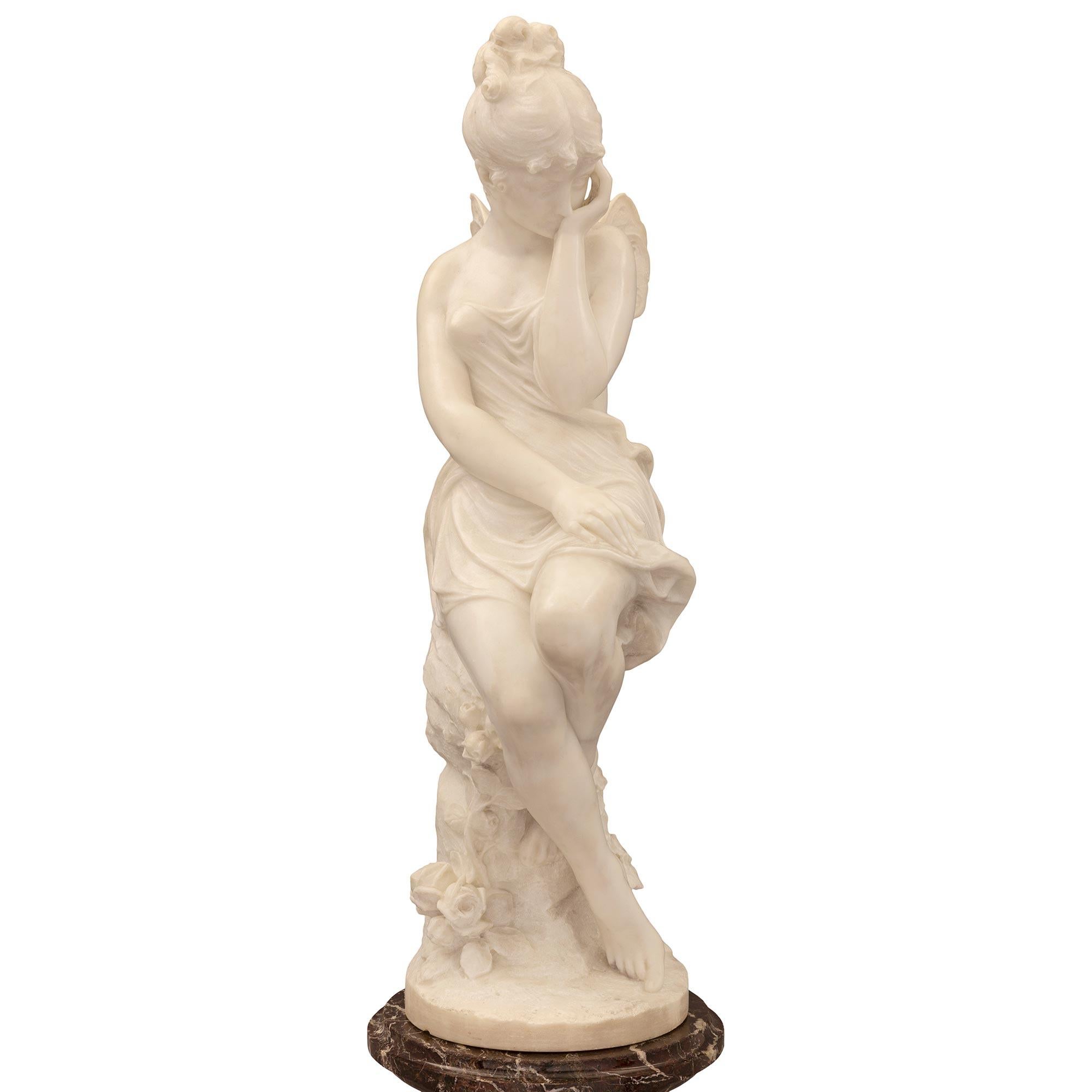 Italian 19th Century Marble Statue of Psyche on Her Original Pedestal For Sale 2