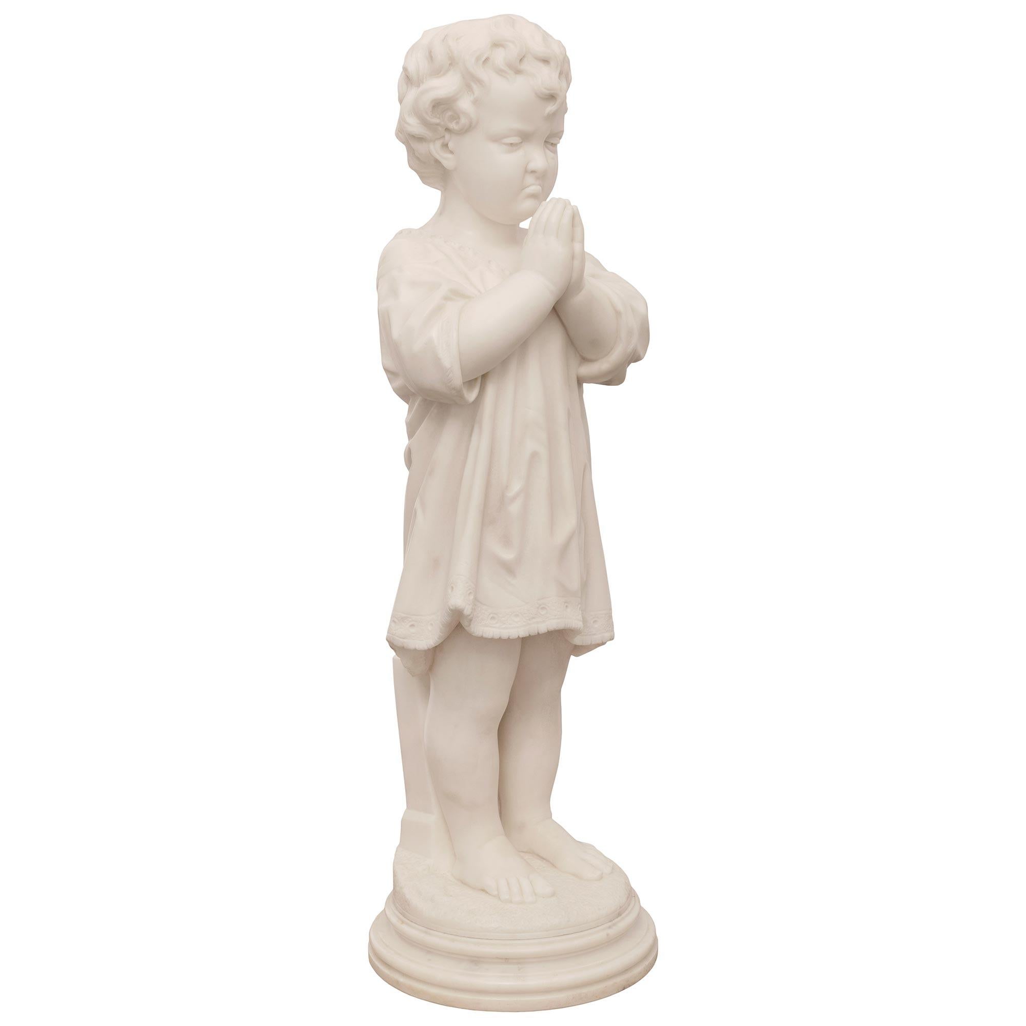 An Italian 19th century marble statue signed Pietro Franchi, Rome In Good Condition For Sale In West Palm Beach, FL