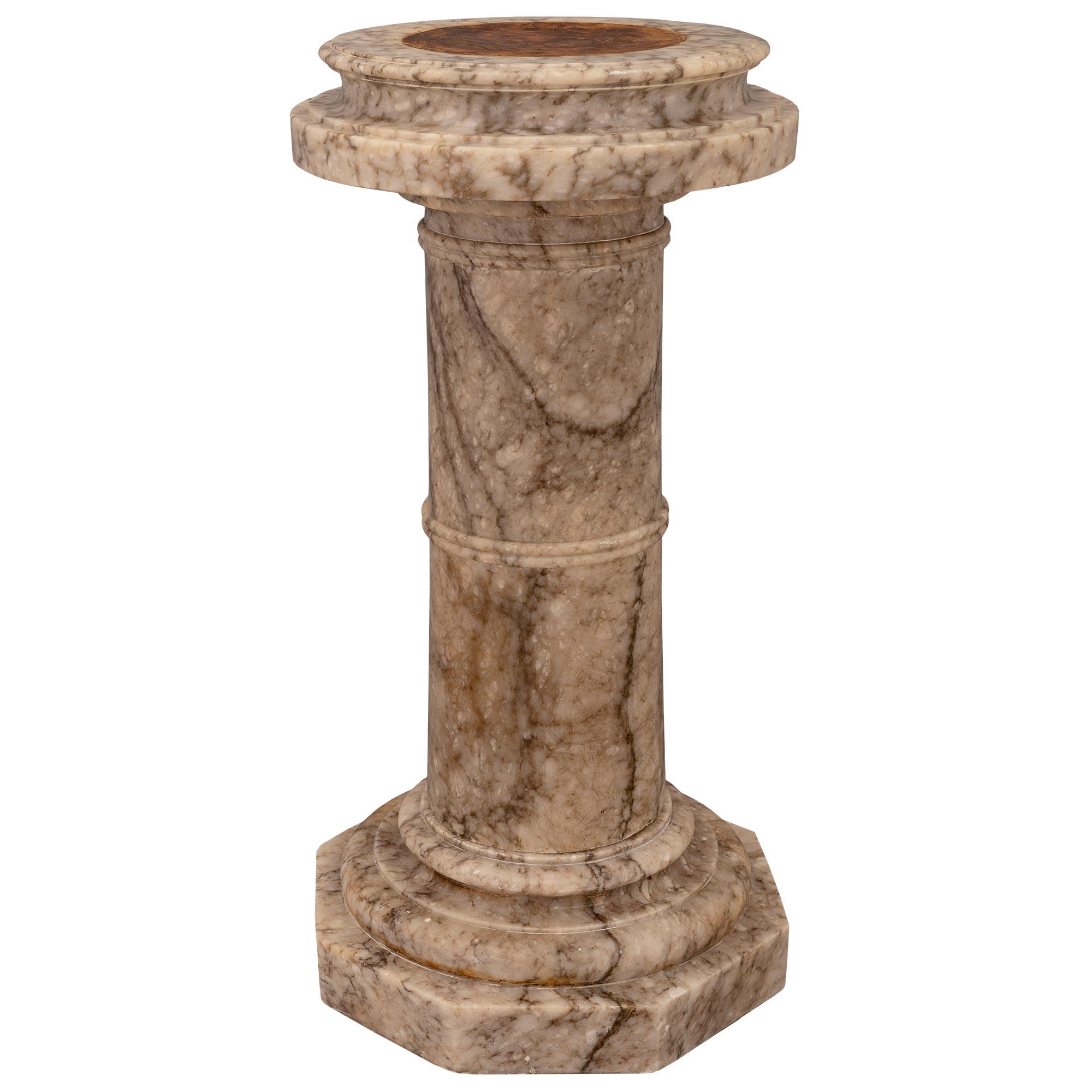 Neoclassical An Italian 19th Century Neo-Classical St. Alabaster Pedestal Column For Sale