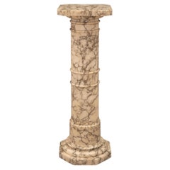 Antique Italian 19th Century Neo-Classical St. Alabaster Pedestal Column