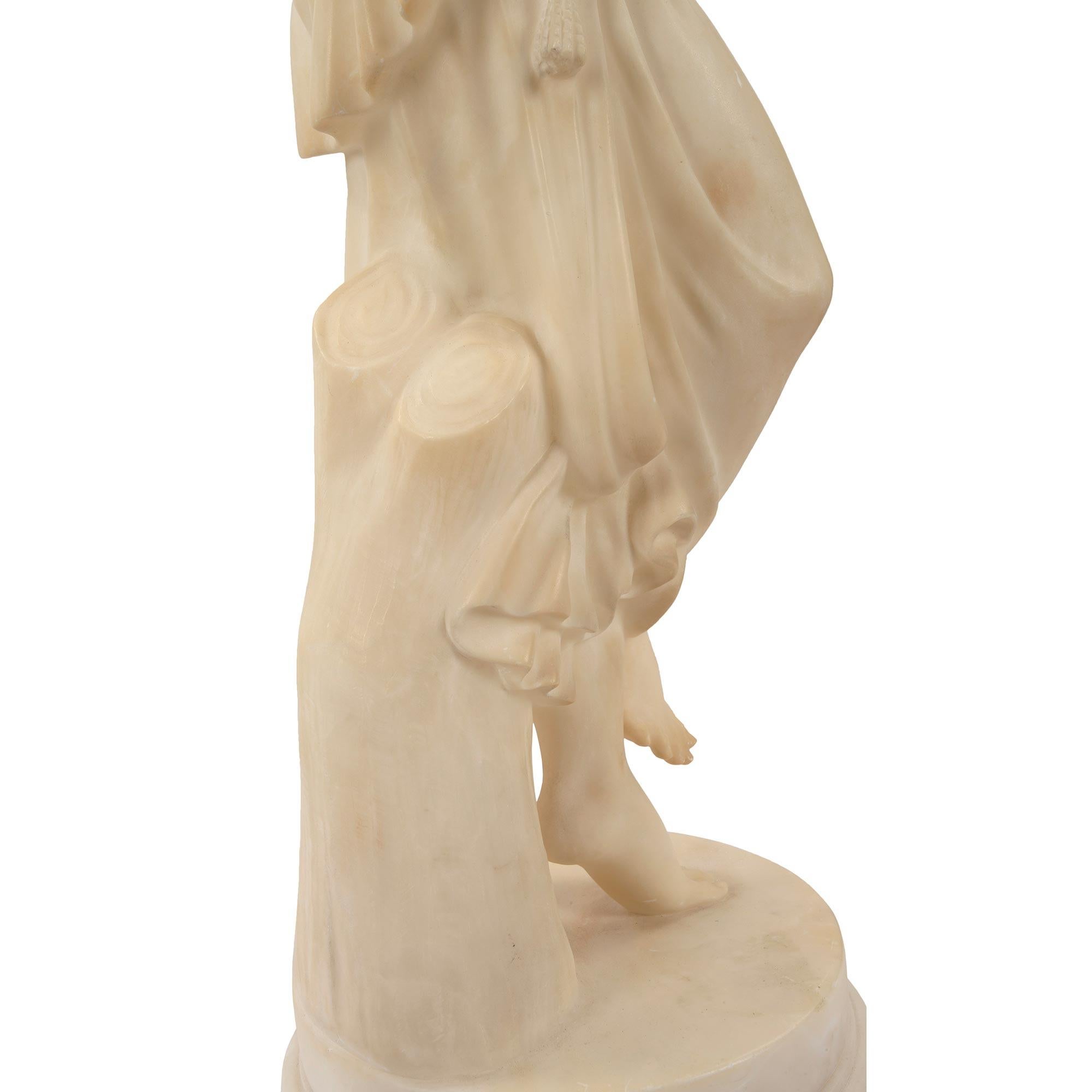 Italian 19th Century Neoclassical Style Alabaster Statue of a Maiden 7