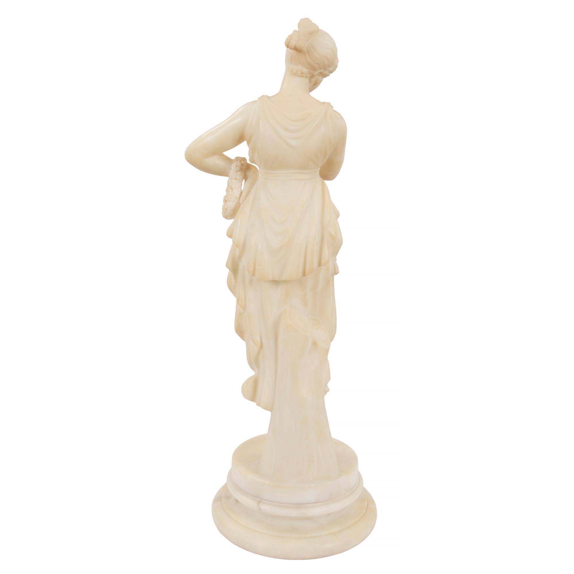 Italian 19th Century Neoclassical Style Alabaster Statue of a Maiden 1