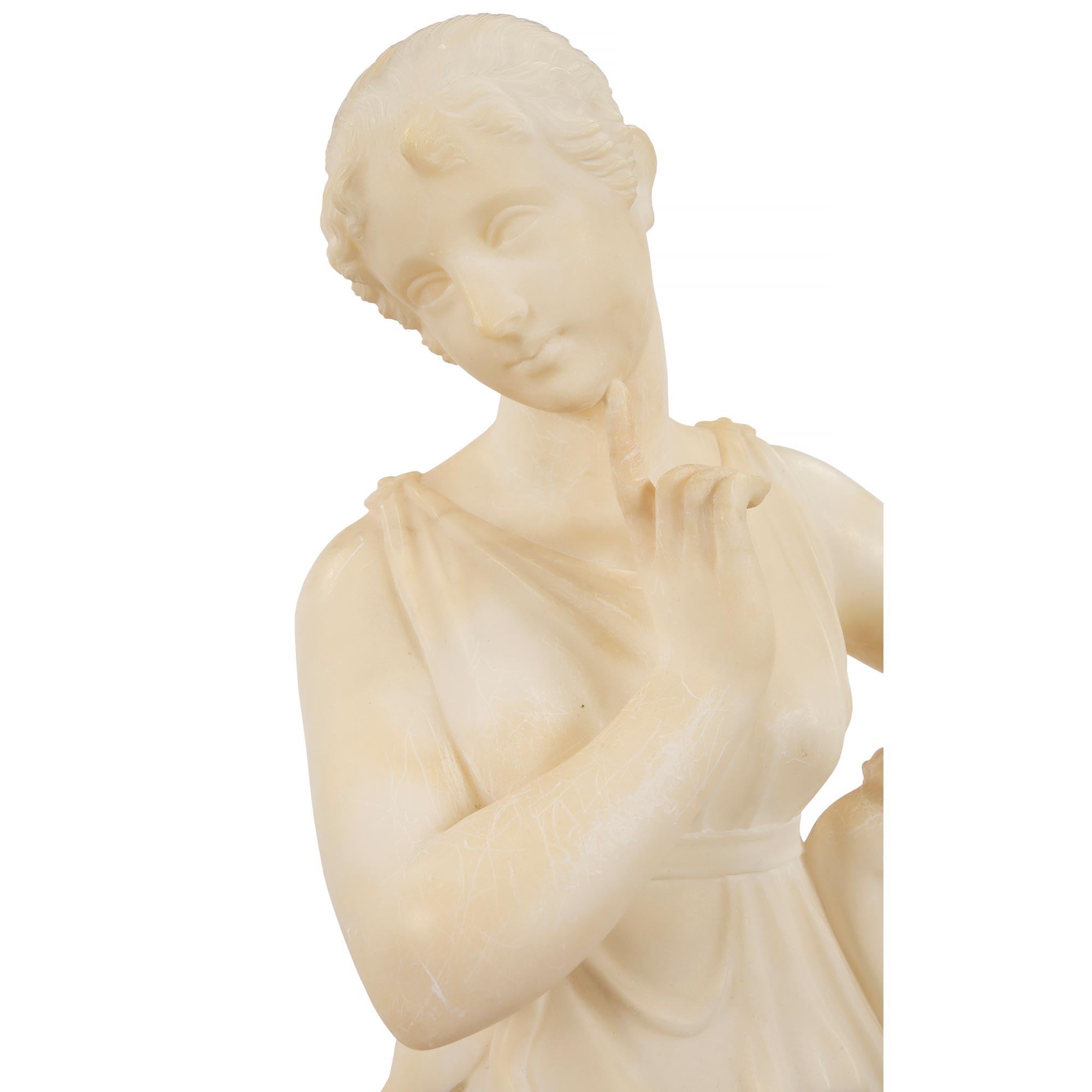Italian 19th Century Neoclassical Style Alabaster Statue of a Maiden 2