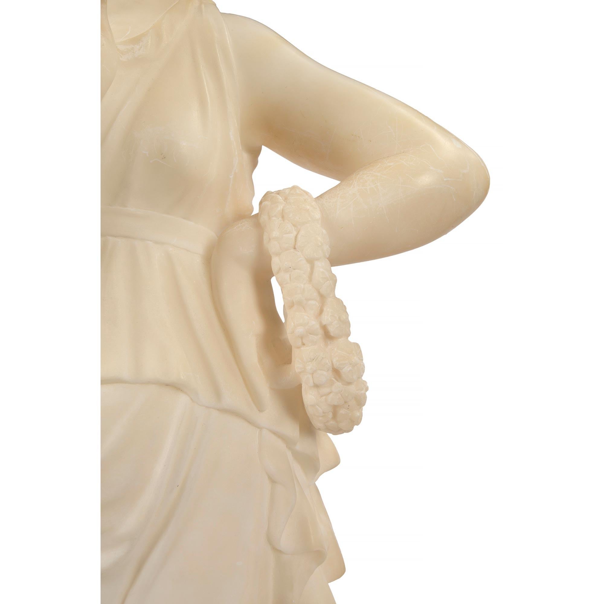 Italian 19th Century Neoclassical Style Alabaster Statue of a Maiden 3