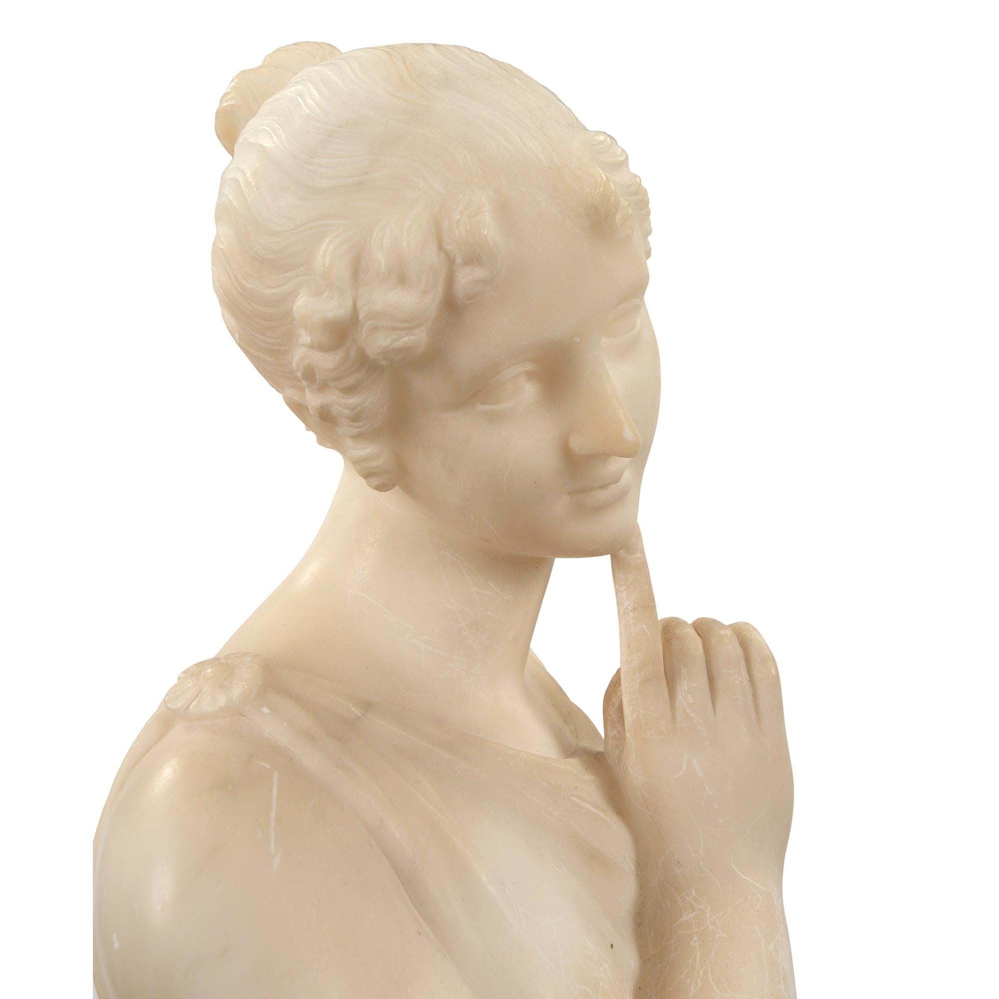 Italian 19th Century Neoclassical Style Alabaster Statue of a Maiden 6