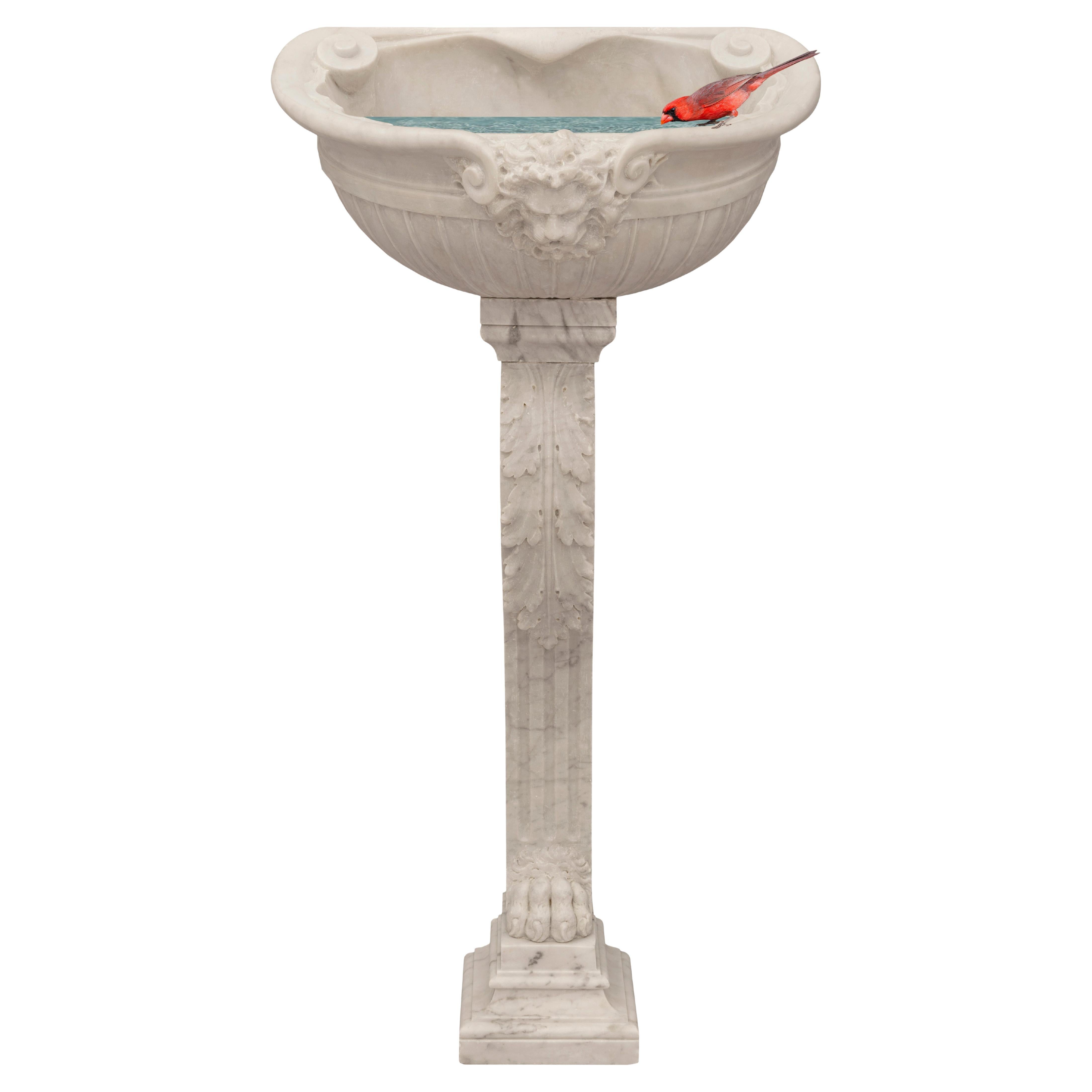 An Italian 19th century Neo-Classical st Carrara marble bird bath/sink For Sale