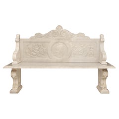 An Italian 19th century Neo-Classical st. white Carrara marble bench