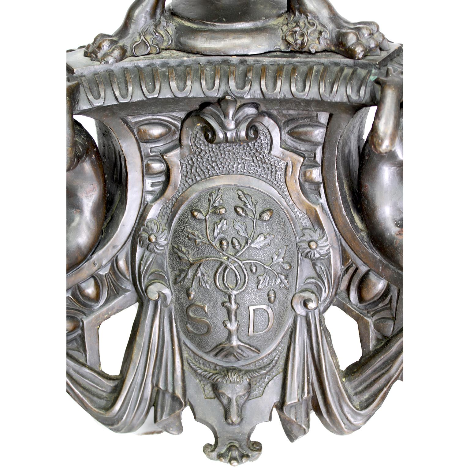 An Italian 19th Century Patinated Bronze Torchere, After Niccolò Roccatagliata For Sale 5
