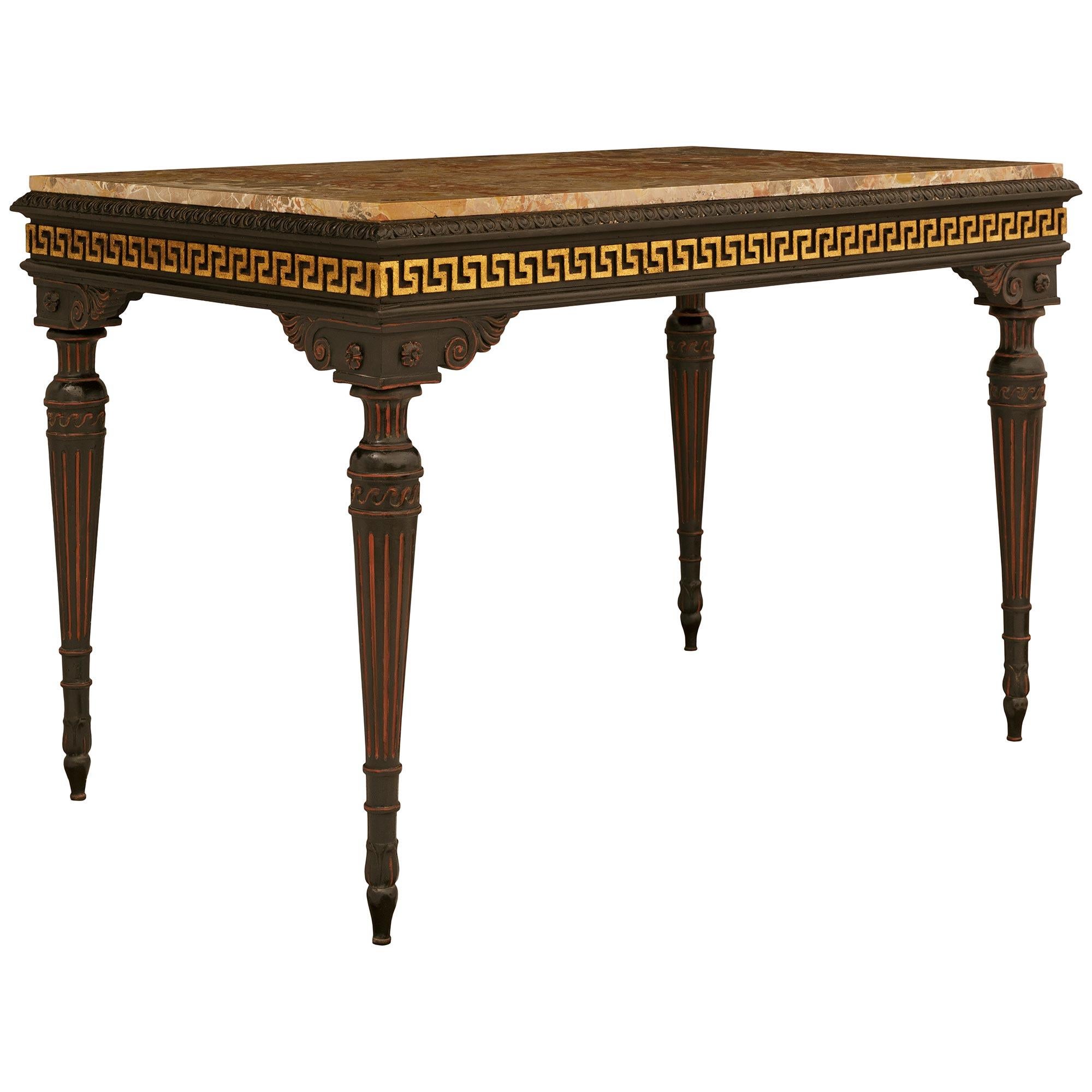 Louis XVI An Italian 19th century patinated, Giltwood and Breccia Pernice marble console For Sale